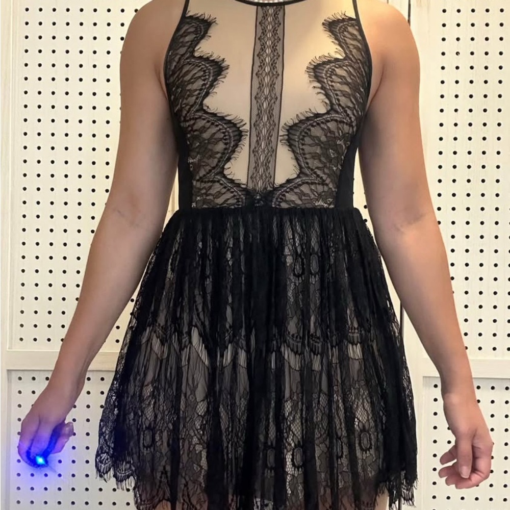 Sans Souci Tan Babydoll Mini Dress Halter Sleeveless